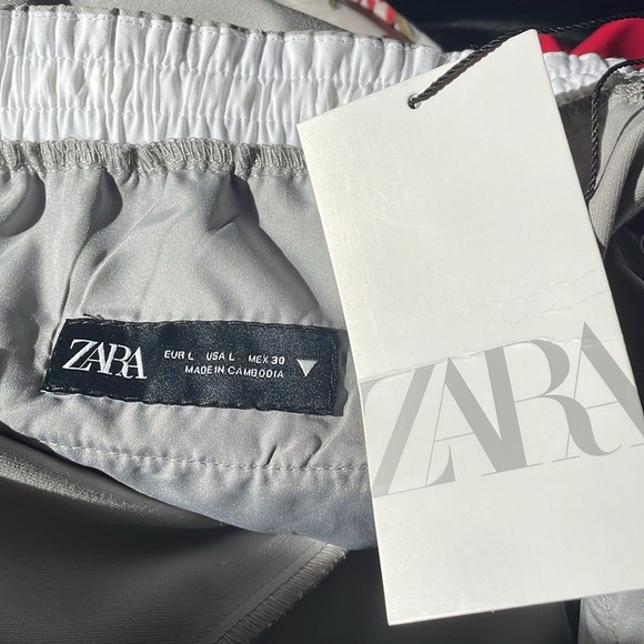 NWT. Zara Large Grey Wide Leg Pull On Pants. - Picture 3 of 9